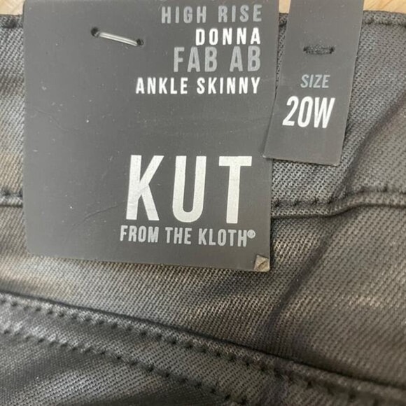 Kut From The Kloth Donna Black Coated High Rise Ankle Skinny Jeans Size 20W - Picture 3 of 6
